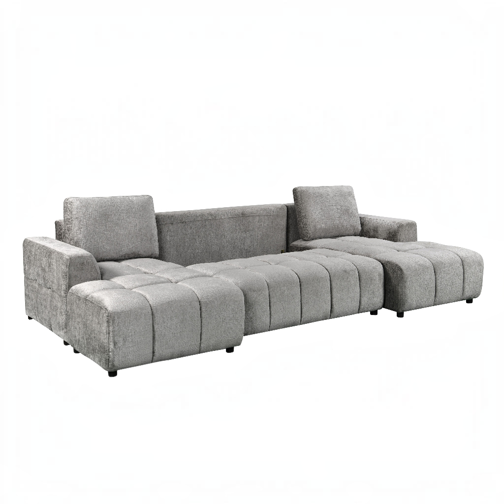 Shanghai Luxury Sofabed Grey Fabric U Shape Corner Sofa