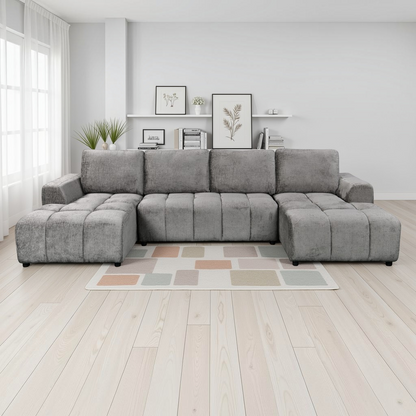 Shanghai Luxury Sofabed Grey Fabric U Shape Corner Sofa