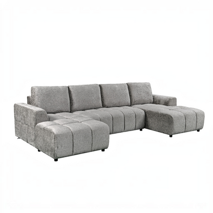 Shanghai Luxury Sofabed Grey Fabric U Shape Corner Sofa