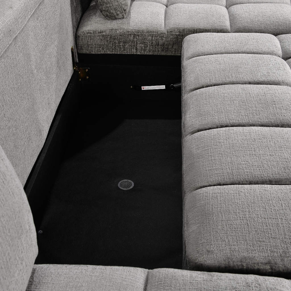 Shanghai Luxury Sofabed Grey Fabric U Shape Corner Sofa