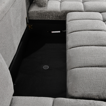 Shanghai Luxury Sofabed Grey Fabric U Shape Corner Sofa