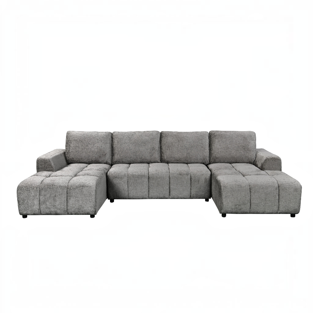 Shanghai Luxury Sofabed Grey Fabric U Shape Corner Sofa