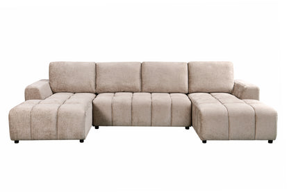 Shanghai Luxury Sofabed Beige Fabric U Shape Corner Sofa