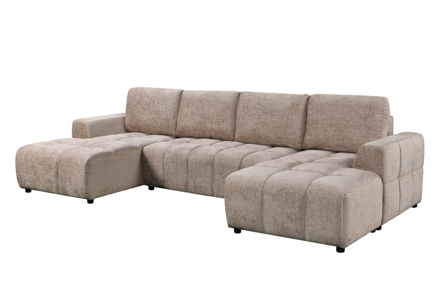 Shanghai Luxury Sofabed Beige Fabric U Shape Corner Sofa