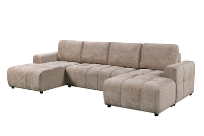 Shanghai Luxury Sofabed Beige Fabric U Shape Corner Sofa