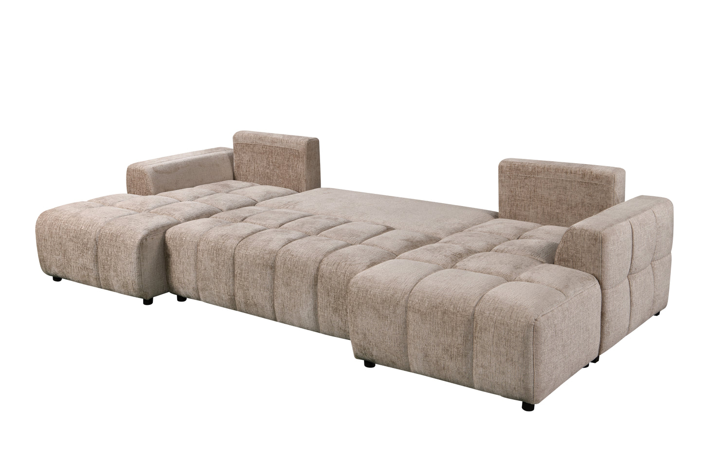 Shanghai Luxury Sofabed Beige Fabric U Shape Corner Sofa