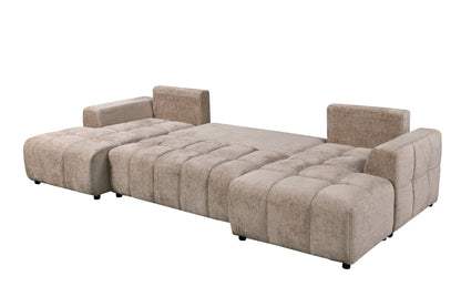 Shanghai Luxury Sofabed Beige Fabric U Shape Corner Sofa