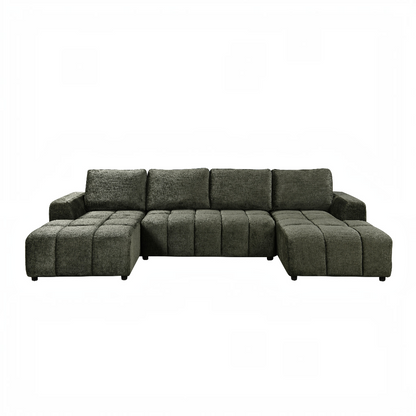 Shanghai Luxury Sofabed Green Fabric U Shape Corner Sofa
