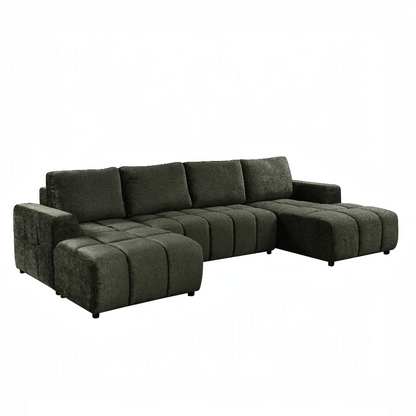 Shanghai Luxury Sofabed Green Fabric U Shape Corner Sofa