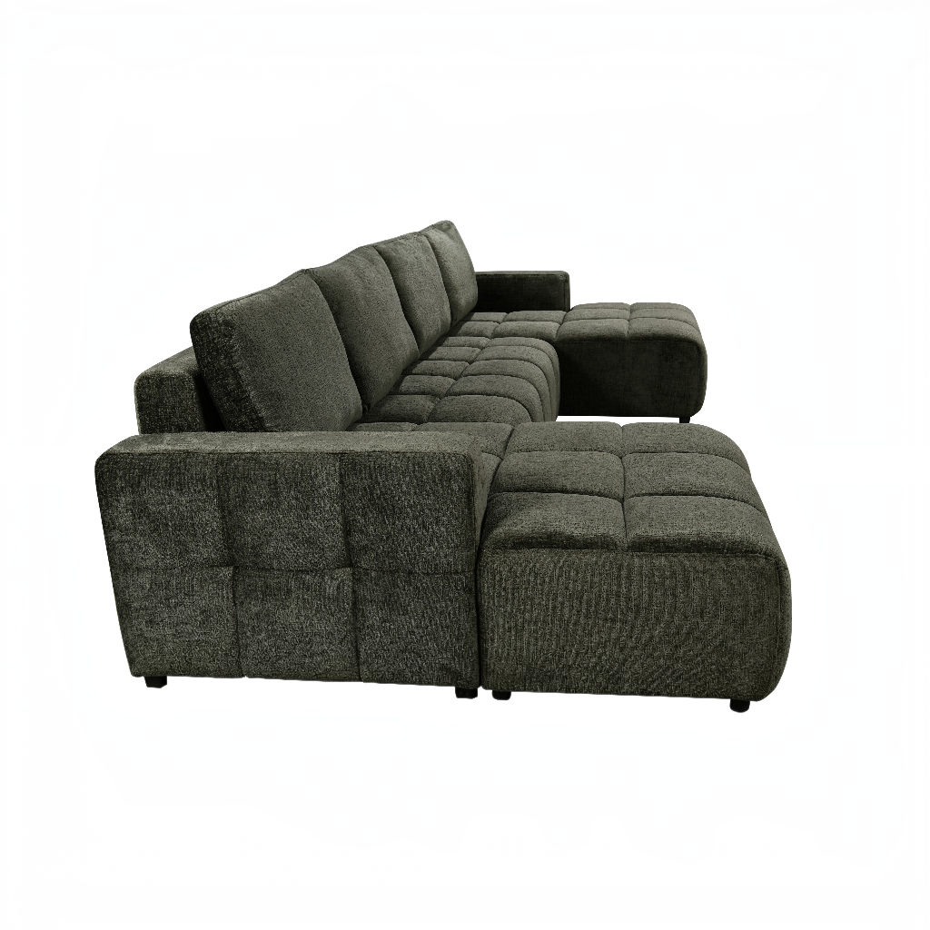 Shanghai Luxury Sofabed Green Fabric U Shape Corner Sofa