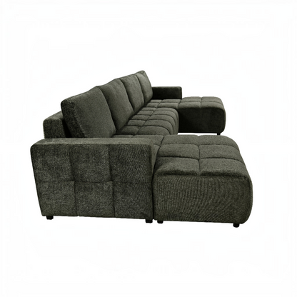 Shanghai Luxury Sofabed Green Fabric U Shape Corner Sofa