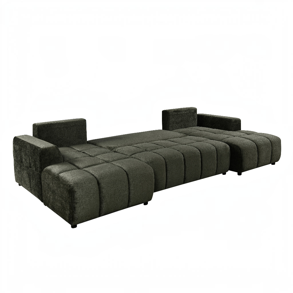 Shanghai Luxury Sofabed Green Fabric U Shape Corner Sofa