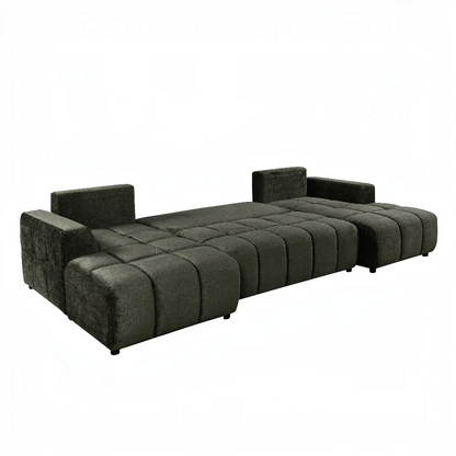 Shanghai Luxury Sofabed Green Fabric U Shape Corner Sofa