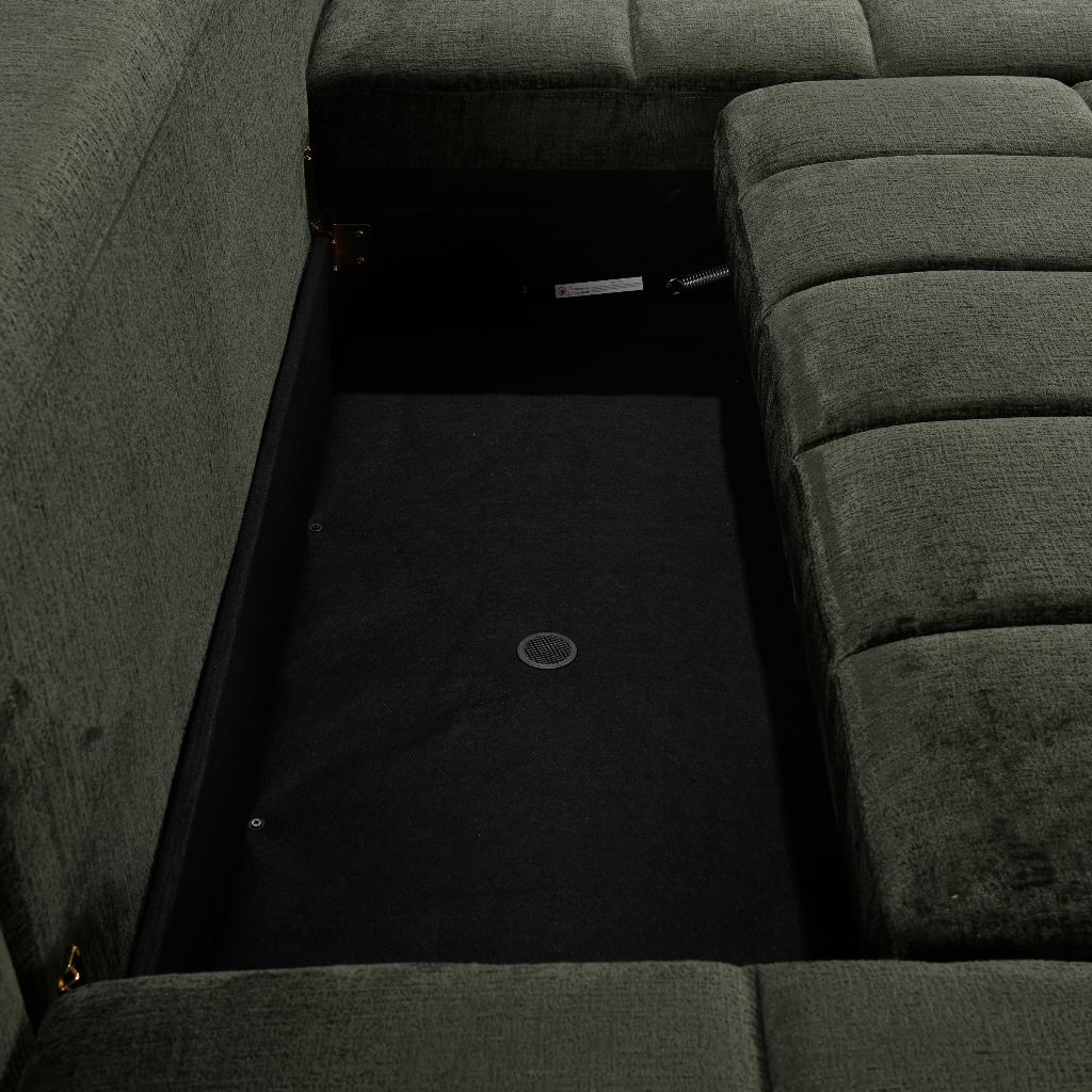 Shanghai Luxury Sofabed Green Fabric U Shape Corner Sofa