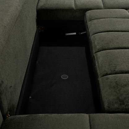 Shanghai Luxury Sofabed Green Fabric U Shape Corner Sofa