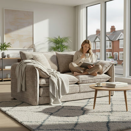 Solaya Beige Fabric 2 Seater Sofa
