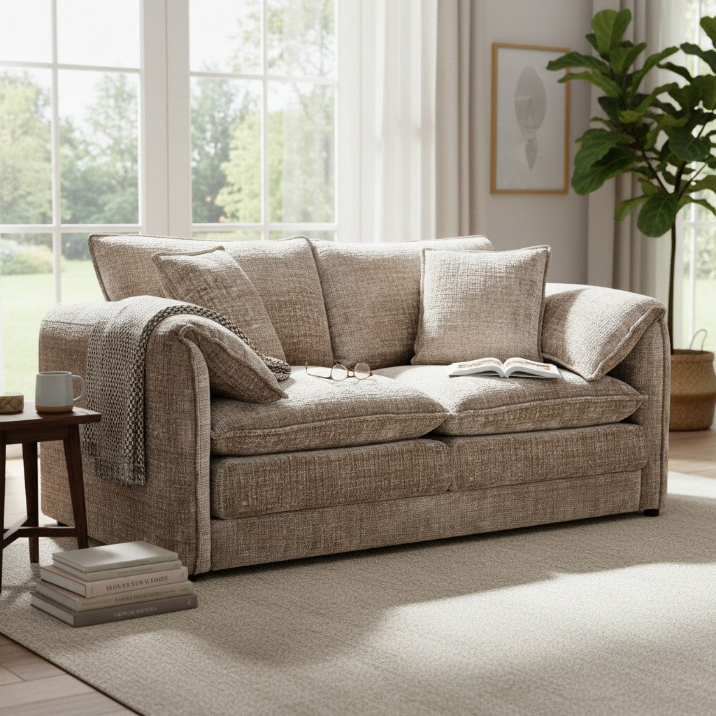 Solaya Beige Fabric 2 Seater Sofa