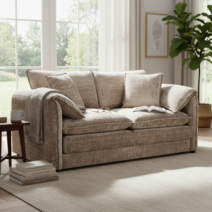 Solaya Beige Fabric 2 Seater Sofa