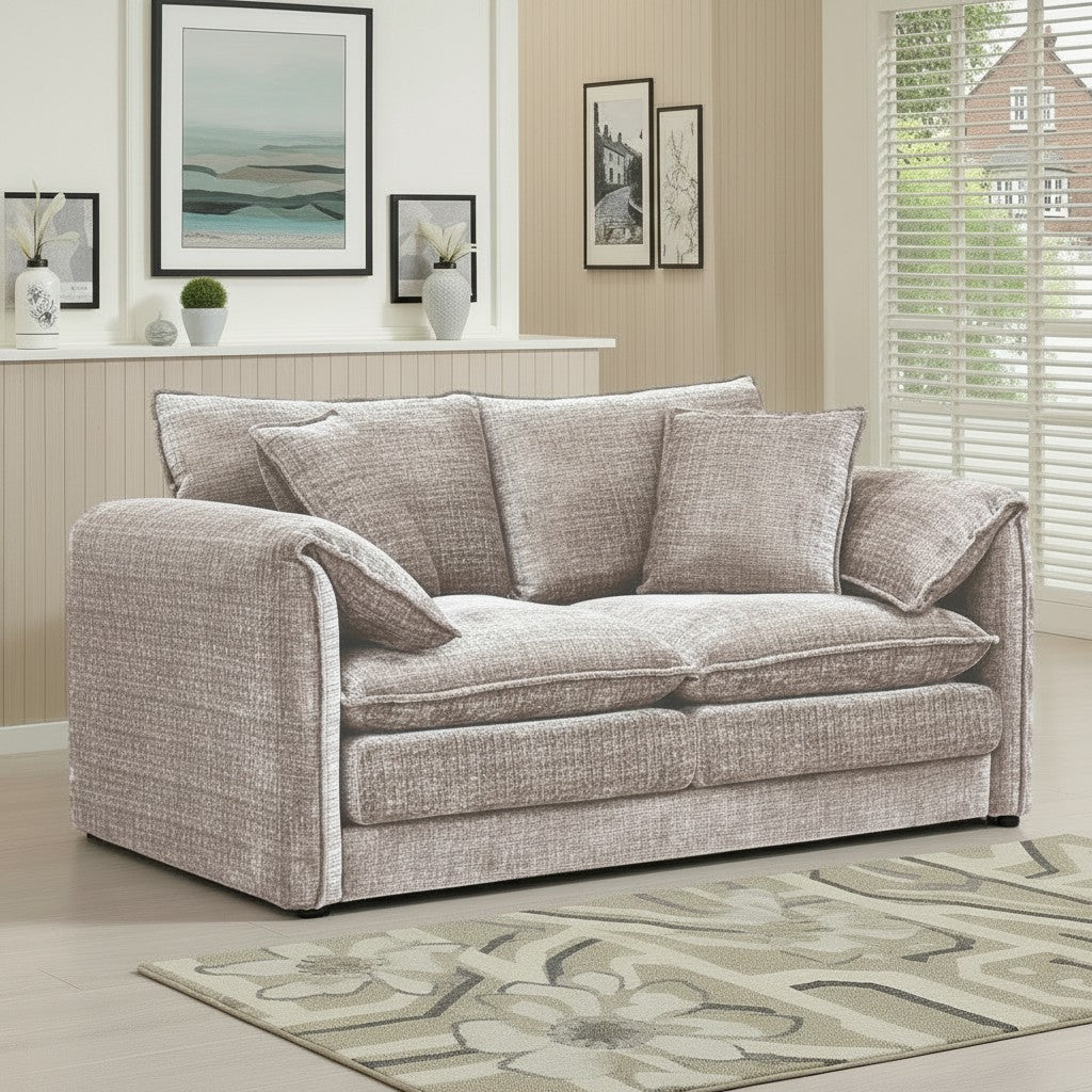 Solaya Beige Fabric 3 Seater Sofa