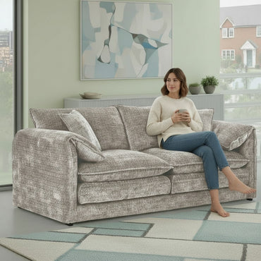 Solaya Beige Fabric 3 Seater Sofa