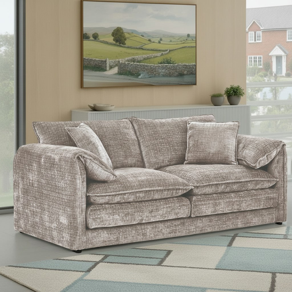 Solaya Beige Fabric 3 Seater Sofa