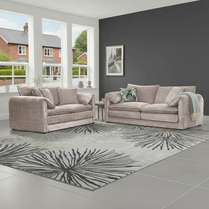 Solaya Beige Fabric 3+2 Sofa Suite