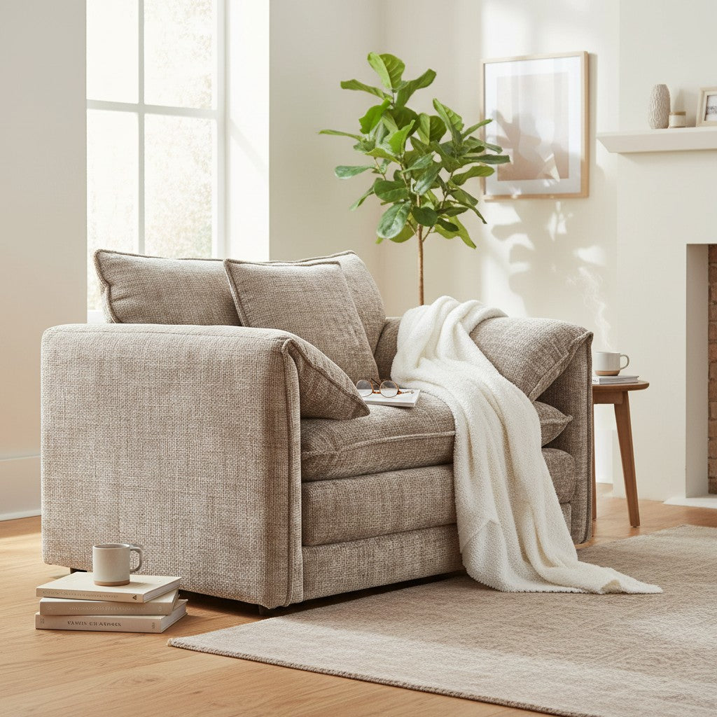 Solaya Beige Fabric Armchair
