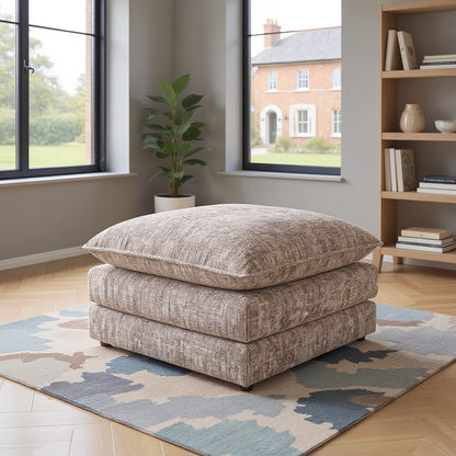 Solaya Beige Fabric Footstool