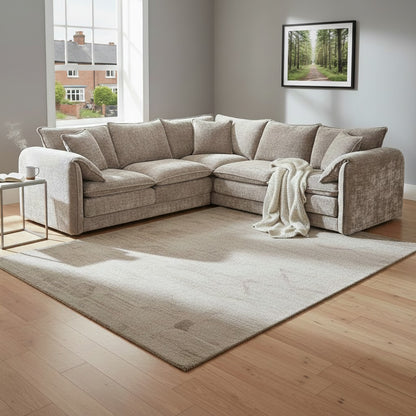 Solaya Beige Fabric Large Corner Sofa