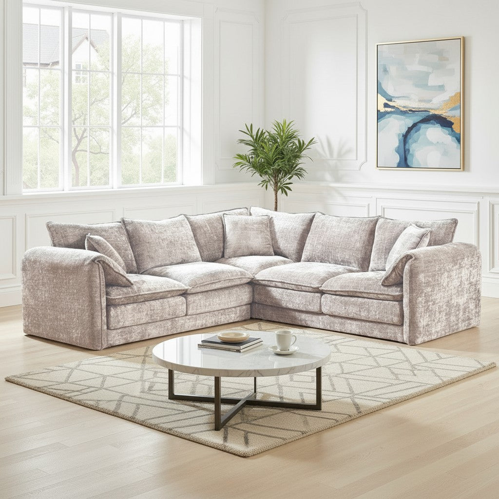 Solaya Beige Fabric Large Corner Sofa