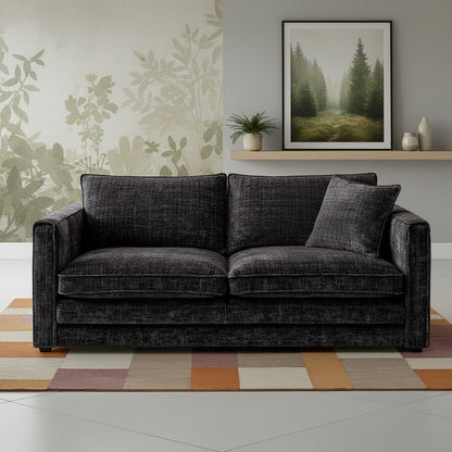 Solaya Black Fabric 2 Seater Sofa