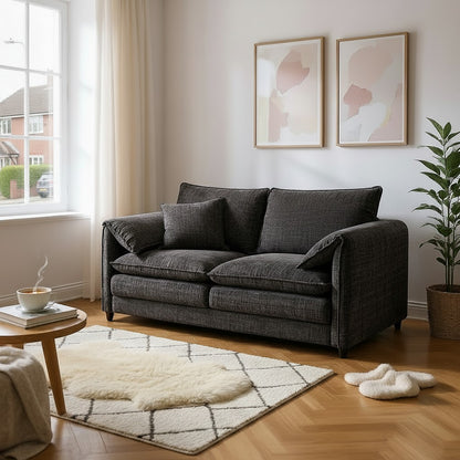Solaya Black Fabric 2 Seater Sofa