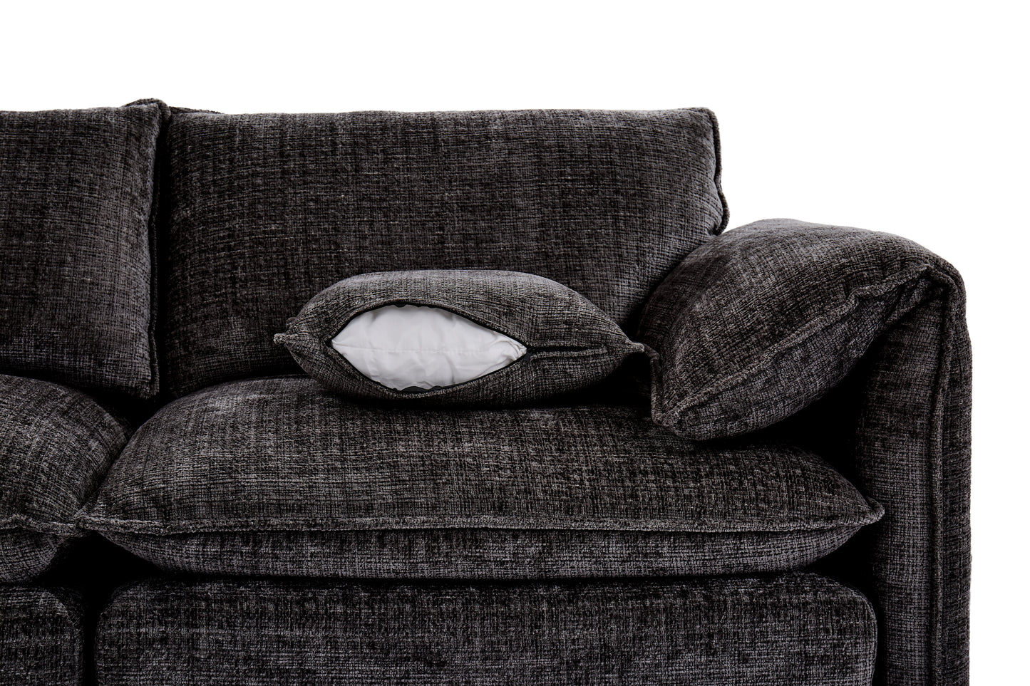 Solaya Black Fabric 3 Seater Sofa