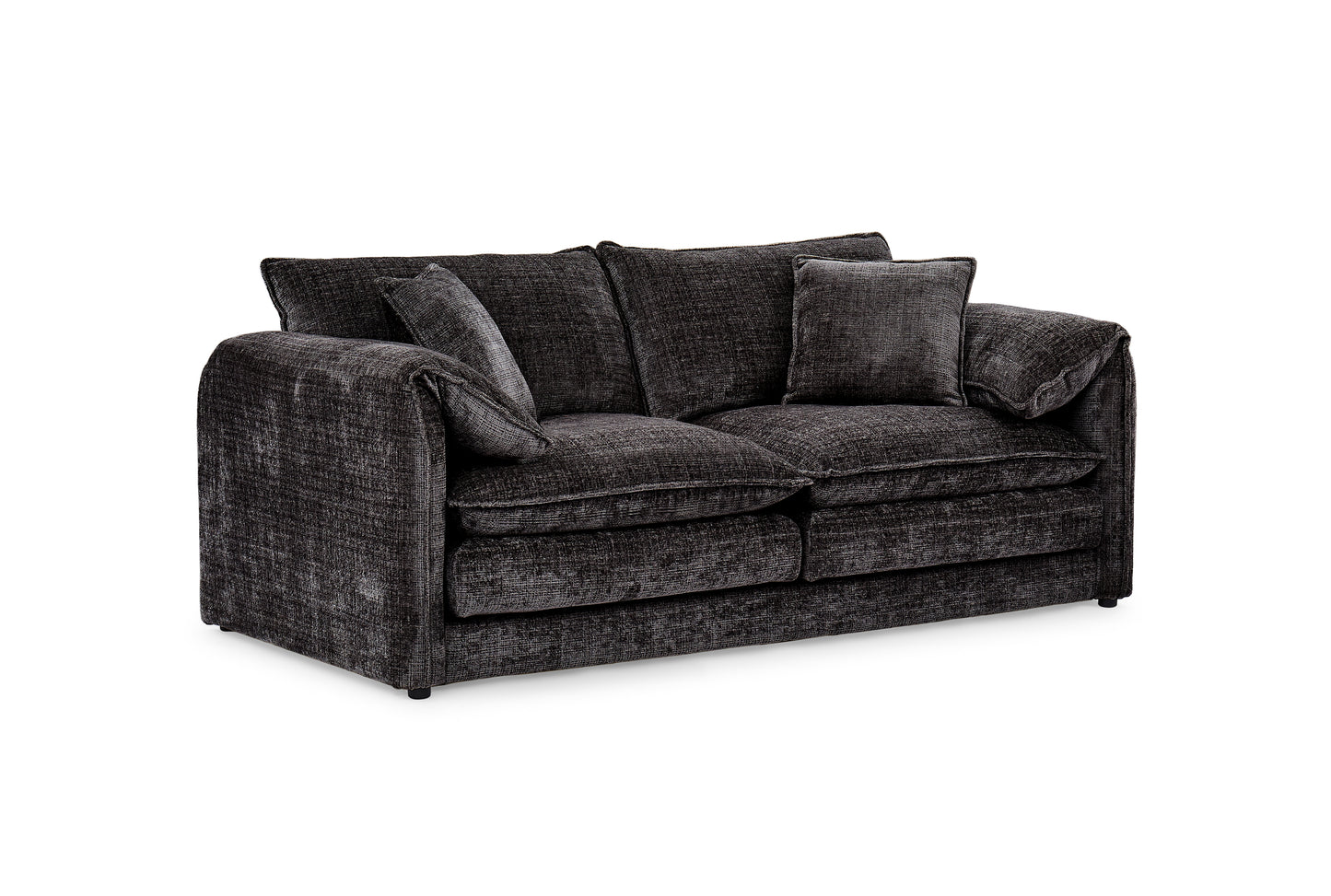 Solaya Black Fabric 3 Seater Sofa