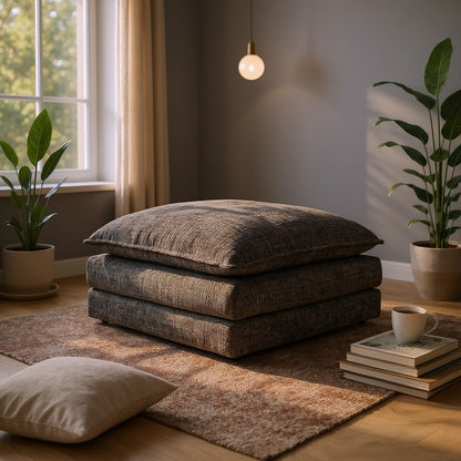 Solaya Black Fabric Footstool