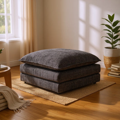 Solaya Black Fabric Footstool