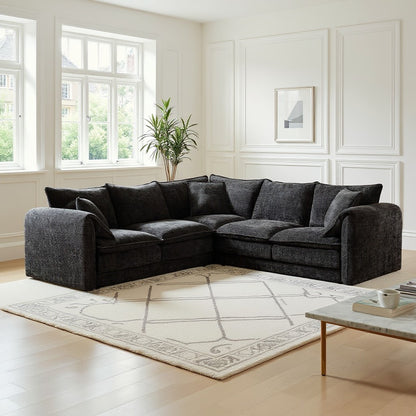 Solaya Black Fabric Large Corner Sofa