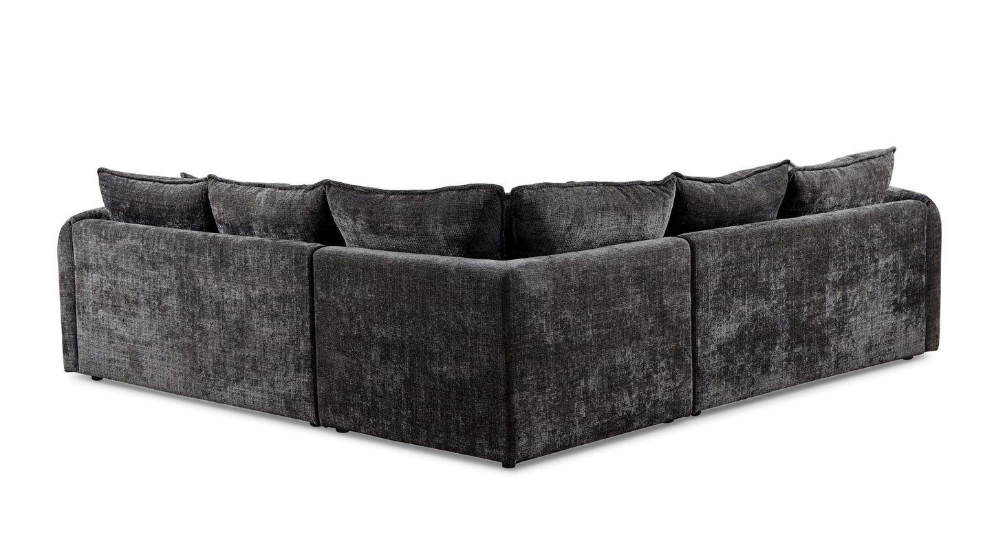 Solaya Black Fabric Large Corner Sofa