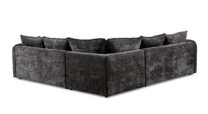 Solaya Black Fabric Large Corner Sofa