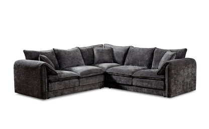 Solaya Black Fabric Large Corner Sofa