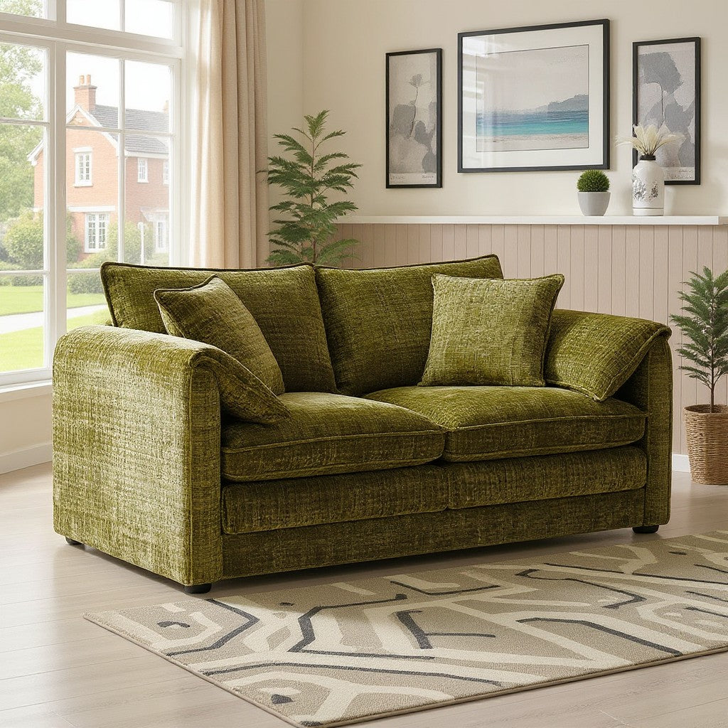 Solaya Green Fabric 2 Seater Sofa