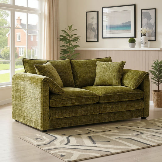 Solaya Green Fabric 2 Seater Sofa