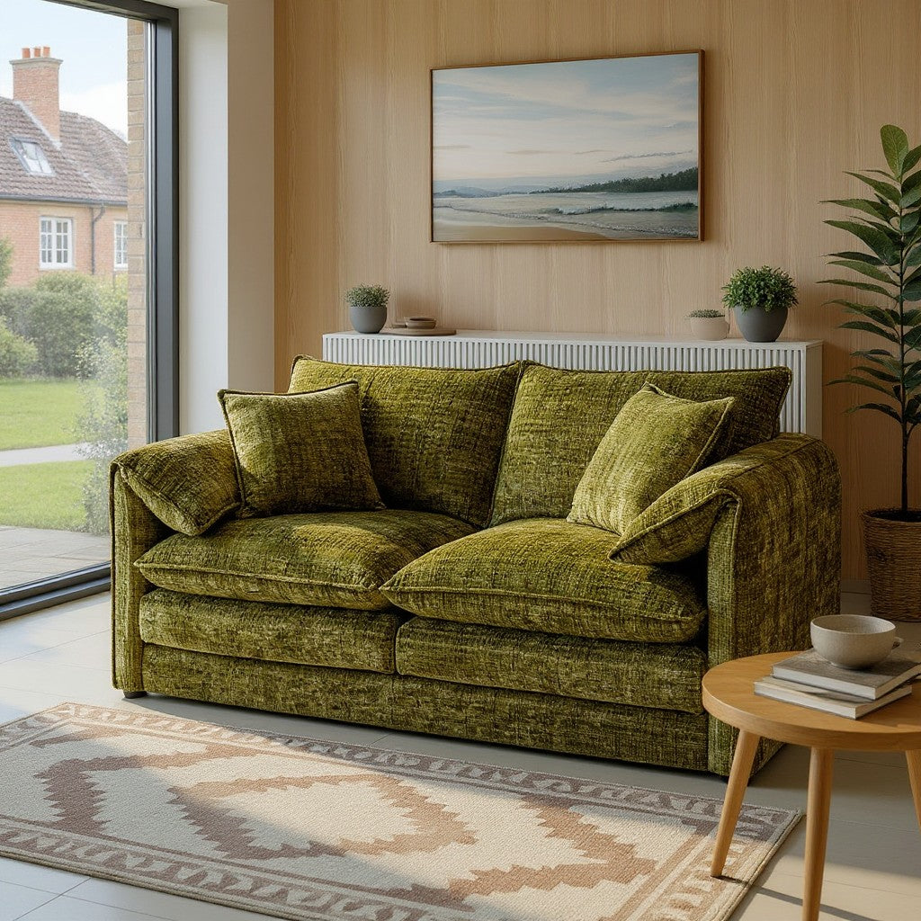 Solaya Green Fabric 2 Seater Sofa