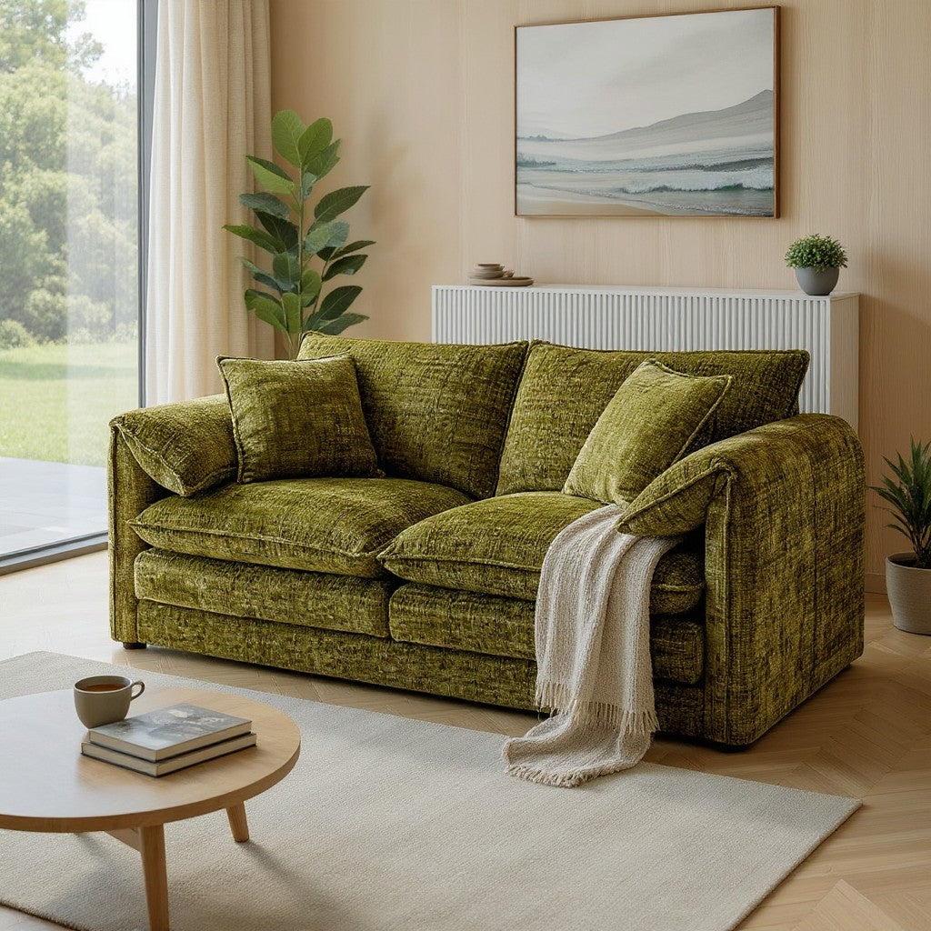 Solaya Green Fabric 3 Seater Sofa