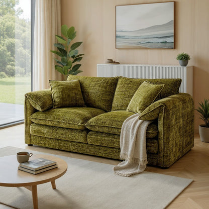 Solaya Green Fabric 3 Seater Sofa