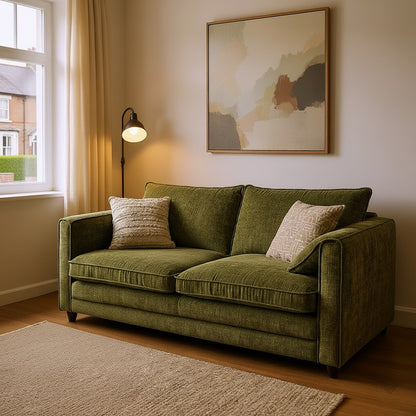 Solaya Green Fabric 3 Seater Sofa