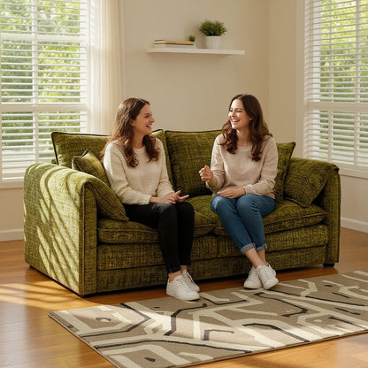 Solaya Green Fabric 3 Seater Sofa