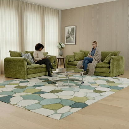 Solaya Green Fabric 3+2 Sofa Suite