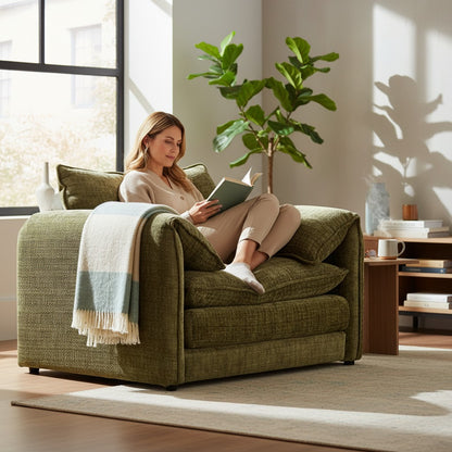 Solaya Green Fabric Armchair