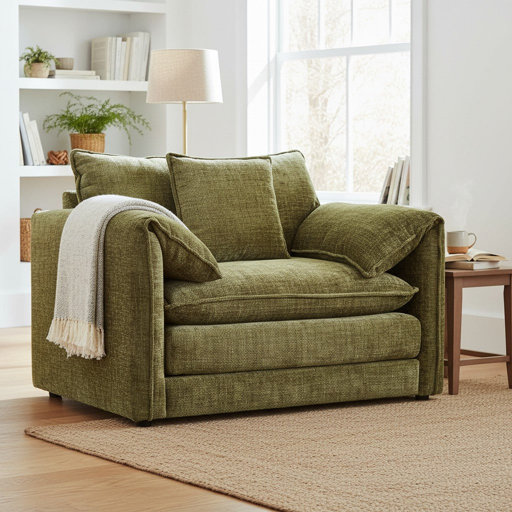 Solaya Green Fabric Armchair